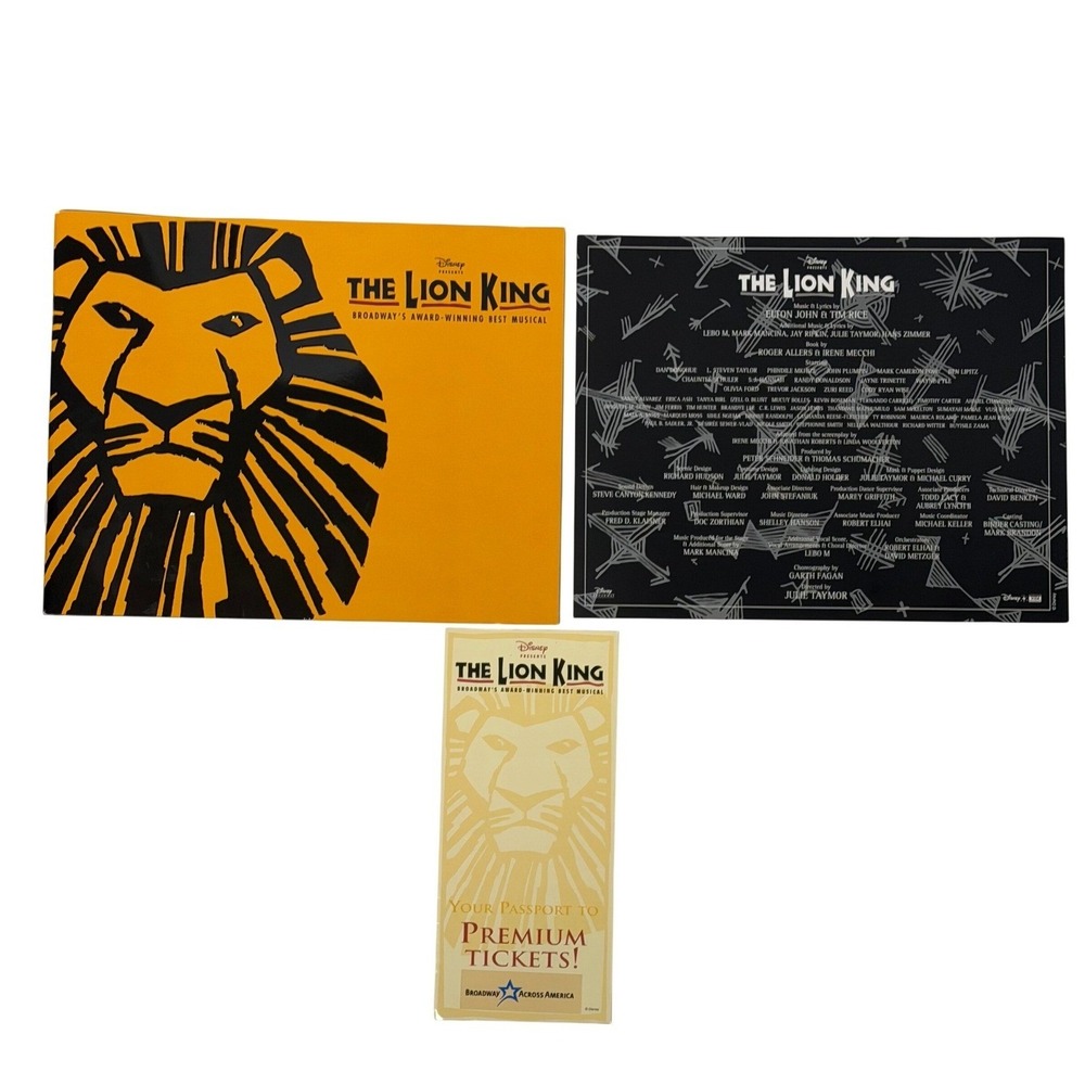 Disney The Lion King Broadway Musical Souvenir Program & Premium Ticket Passport